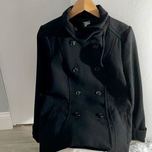 H&M Black Double Breasted Peacoat